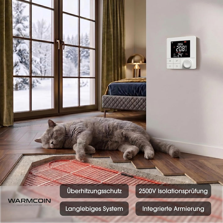 Elektrische Fussbodenheizung Paket 160 W/m² – Fliesen, Laminat &amp; Vinyl – 0,5 m² – W40 WLAN-Thermosta