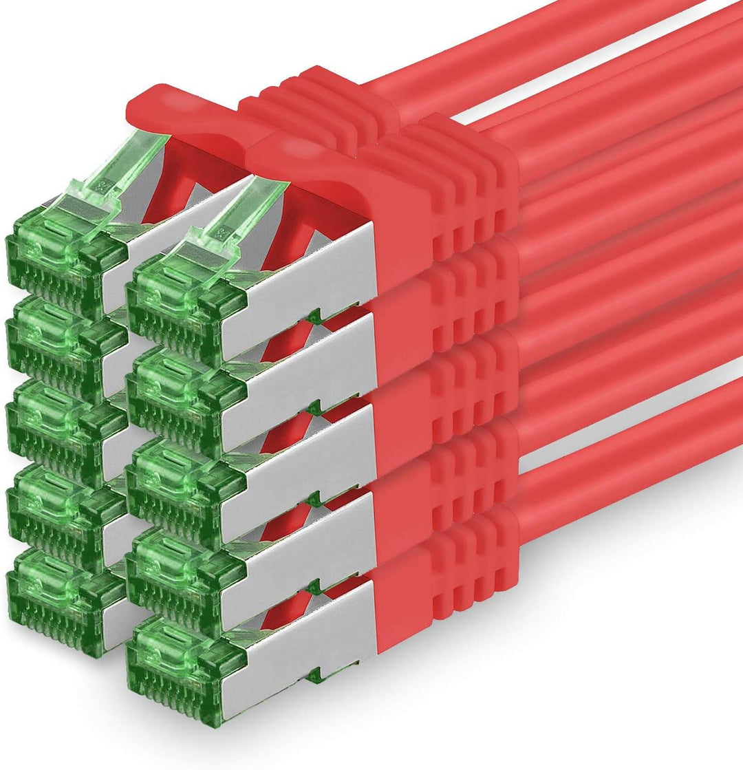 Cat7 Netzwerkkabel 5m - Rot - 10 Stück - Cat 7 Ethernetkabel Lankabel Lan 10Gbits Patchkabel Rj45 fü