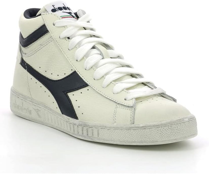 Diadora Unisex Game L High Waxed Hohe Sneaker 36 EU Schmal Weiss White Blue Caspian Sea, 36 EU Schma