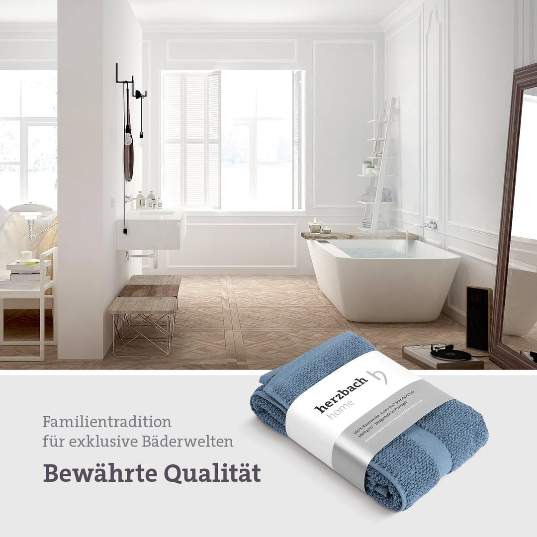 herzbach home Badvorleger 100% Baumwolle | Duschvorleger | 1.000 g/m² | Saugfähig | Waschbar (Blau,