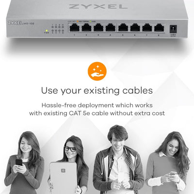 Zyxel 2,5G Multi-Gigabit Unmanaged Switch mit acht Ports für Home Entertainment oder SOHO-Netzwerke