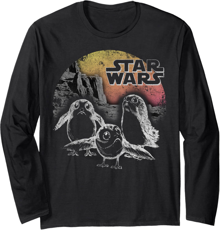 Star Wars The Last Jedi Porg Sunset Faded Poster Langarmshirt