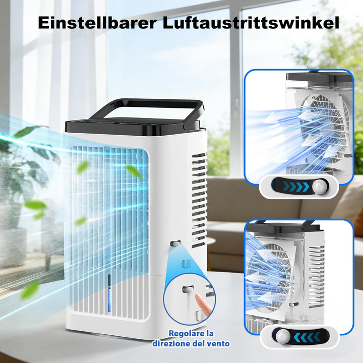 Klimaanlage Mobil, 4 in 1 Mobile Klimaanlage mit Sprühstufen &amp; Geschwindigkeitsstufen, Timer, 90° Os