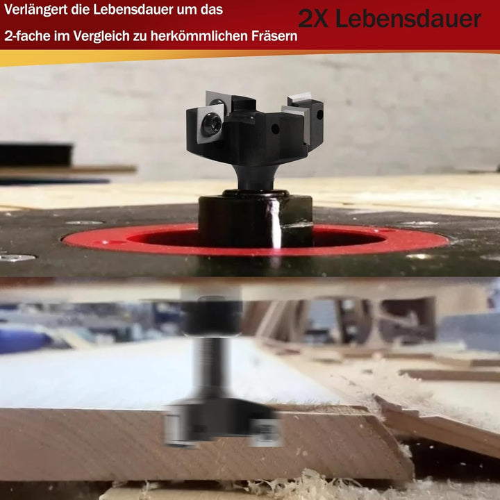 Trvoxviq Planfräser 12mm schaft 4 Flöten mit 10 austauschbaren Hartmetallmessern(12x12x1.5mm), Durch