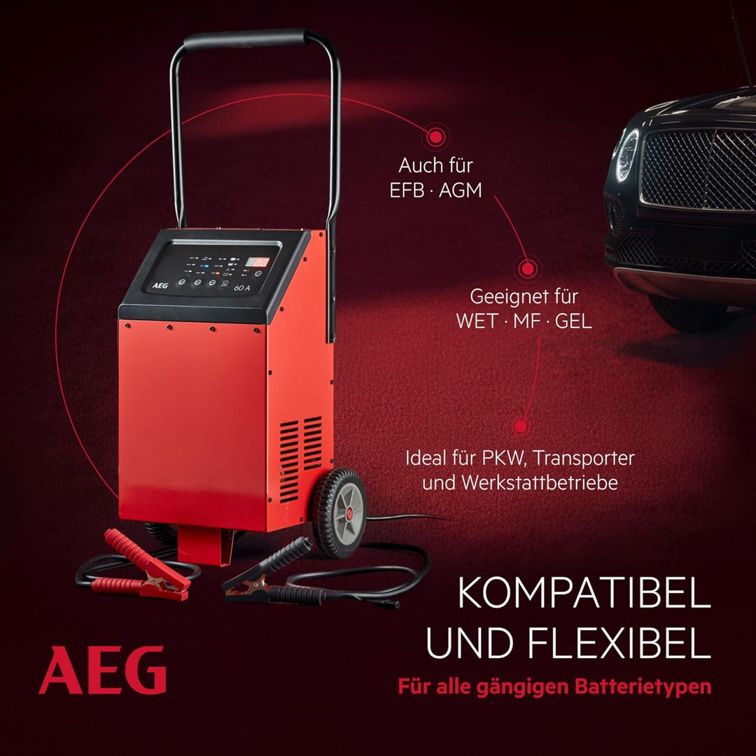 AEG 10091 Mikroprozessor Batterie Ladegerät LT 60, 12/24 Volt, 9 Stufen, 60 Ampere, Temperaturgesteu