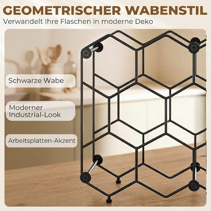 HOMCOM Weinregal für 13 Flaschen Flaschenregal Flaschenhalter mit Wabendesign Verstellbaren Füssen K