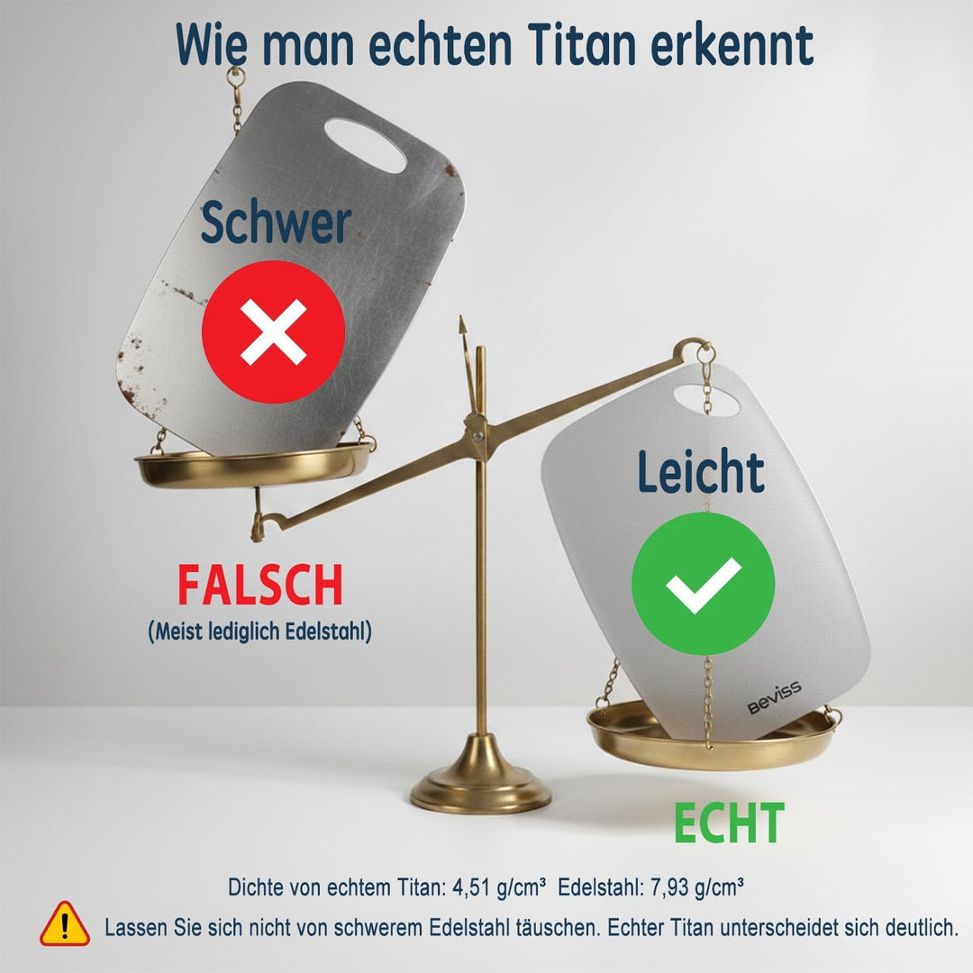 99,85% Reintitan Schneidebrett 29,2×20,3 cm, BPA-frei | Doppelseitig verwendbar, Spülmaschinenfest,