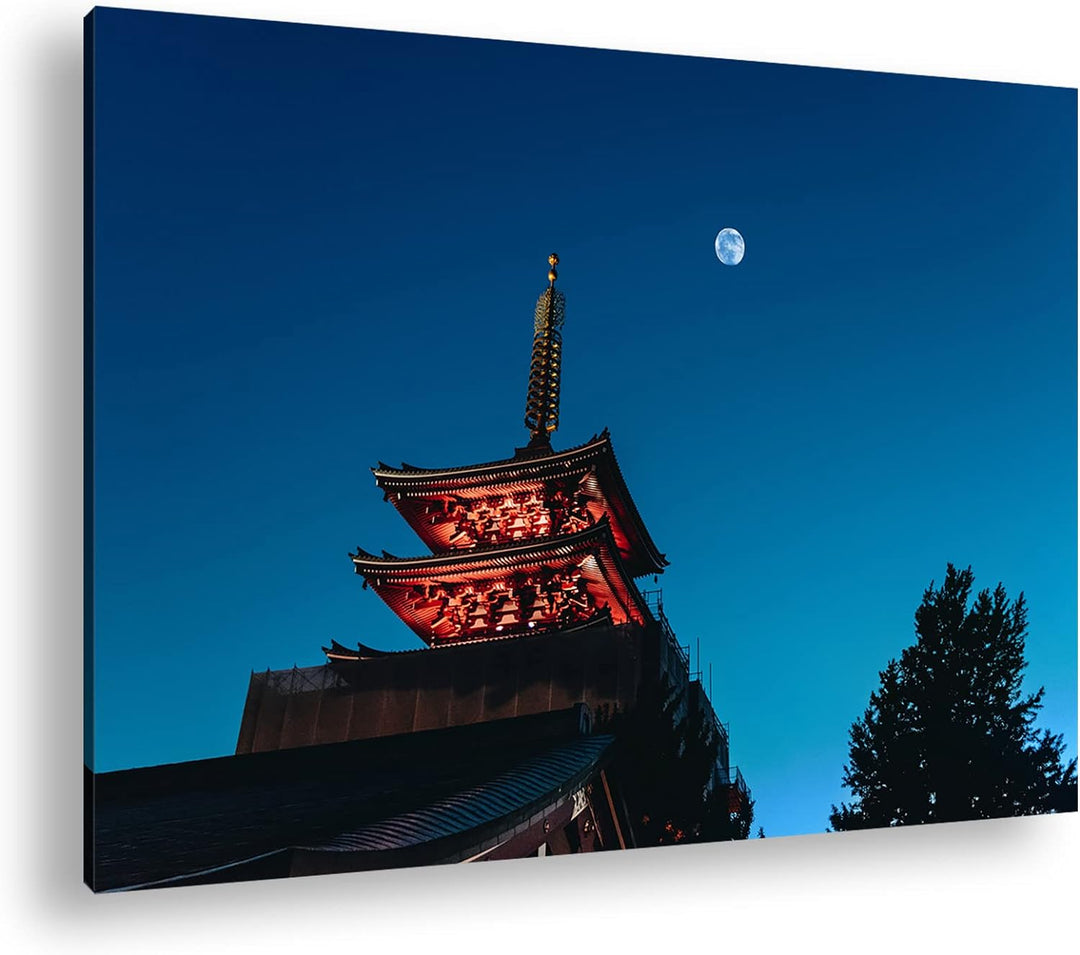 Schreinturm im Schein des Mondes Format: 100x70 als Leinwandbild, Motiv fertig gerahmt auf Echtholzr