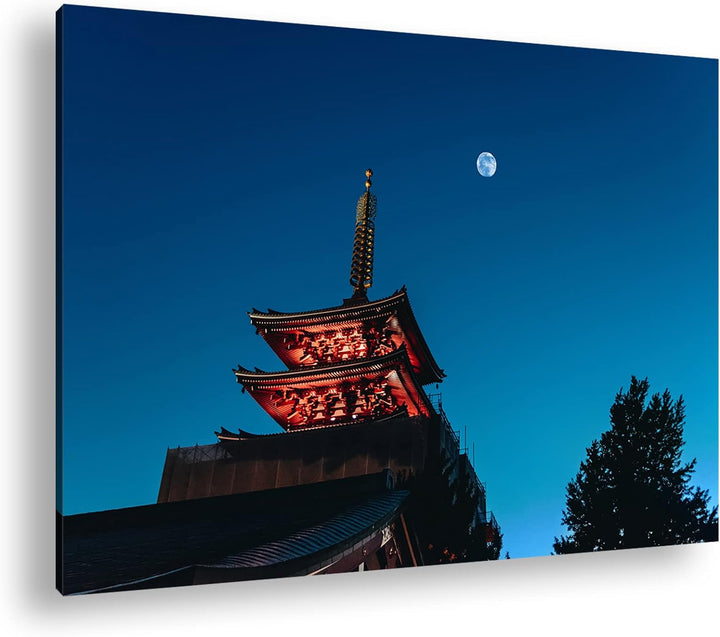 Schreinturm im Schein des Mondes Format: 100x70 als Leinwandbild, Motiv fertig gerahmt auf Echtholzr
