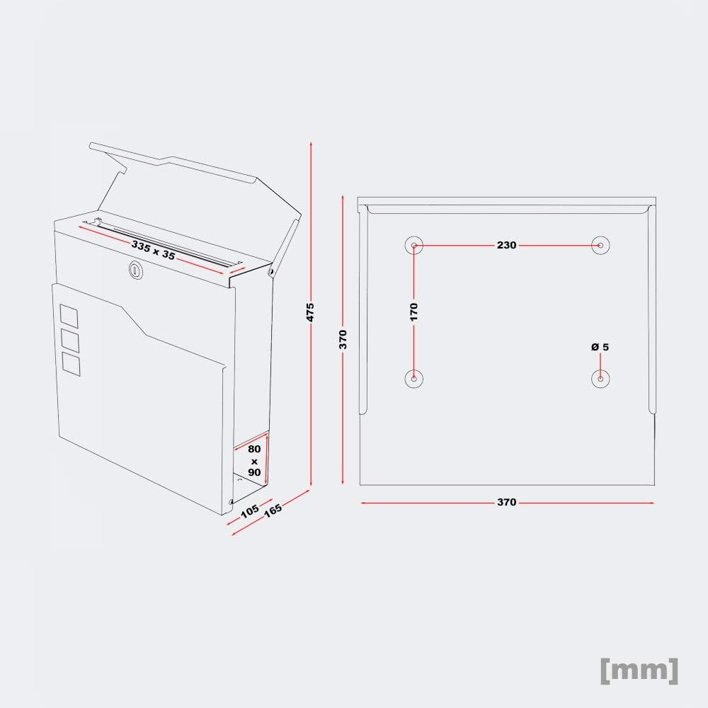 Zalafino Briefkasten mit Name und Hausnummer in anthrazit – individualisierbarer Design- aus pulverb