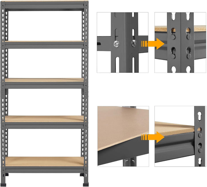 Yaheetech 5 Böden Eckregale, Lagerregale Metall, Schwerlastregale 750 KG belastbar, Kellerregal, Ste