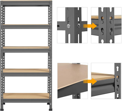 Yaheetech 5 Böden Eckregale, Lagerregale Metall, Schwerlastregale 3000 KG belastbar, Kellerregal, St