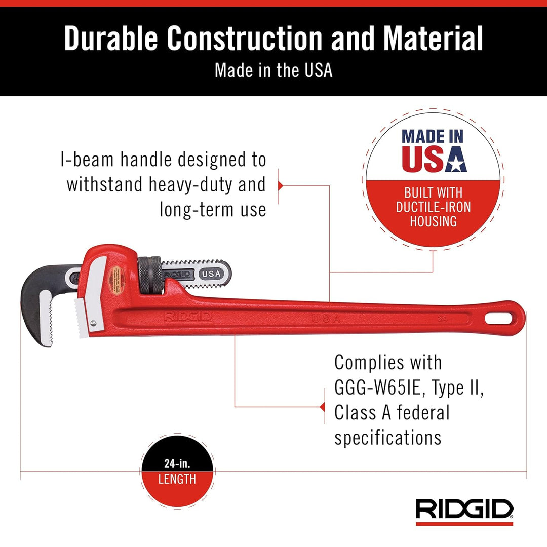 RIDGID 31030 Modell24" gerade Rohrzange für schwere Beanspruchung, 24" Sanitär-Schraubenschlüssel 24