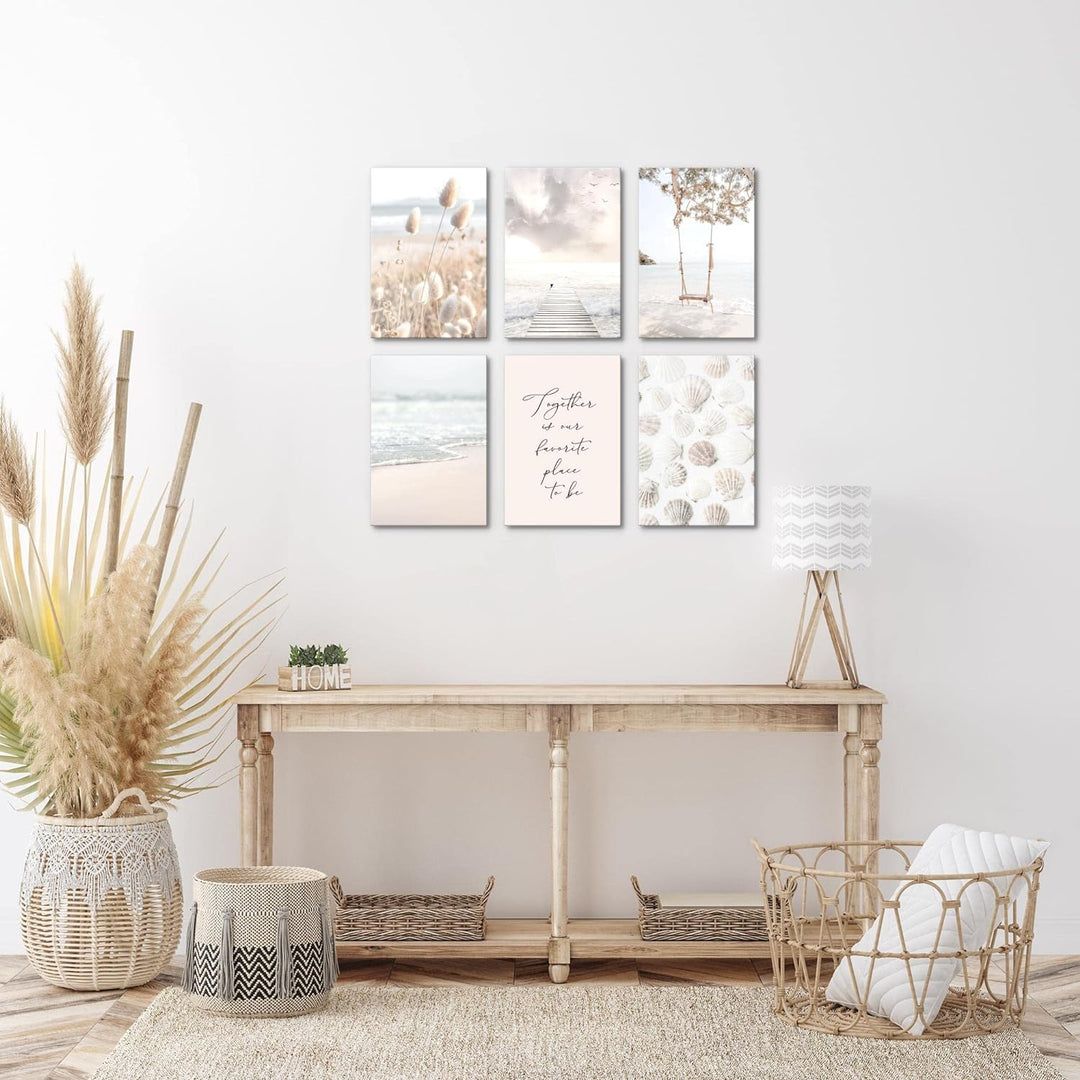 Novart Wandbilder Set - KOMPLETT AUFHÄNGFERTIG - Made in Germany - Moderne Bilder Strand Meer Relax