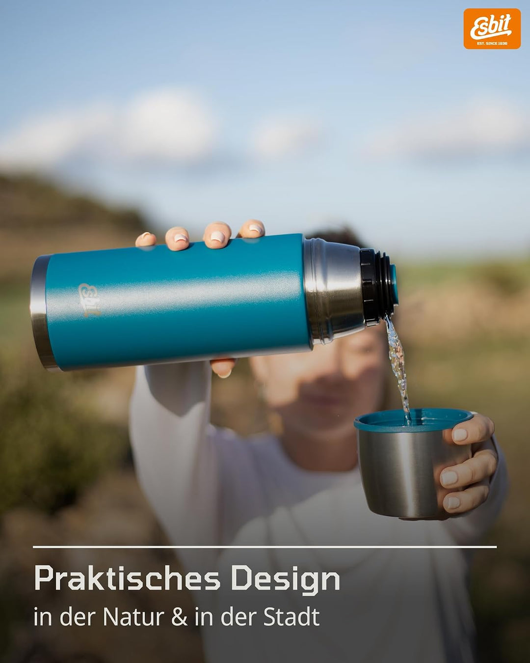 Esbit Classic Isolierflasche 500ml - Thermoskanne für warm &amp; kalt - Thermosflasche mit 2 Bechern - T