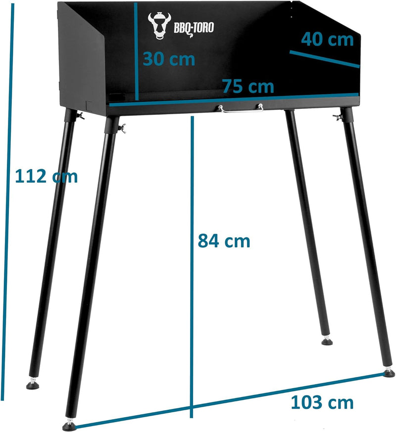 BBQ-Toro Dutch Oven Tisch I 75 x 40 cm I schwarz I Stahltisch für Bräter und Grillzubehör I Grilltis