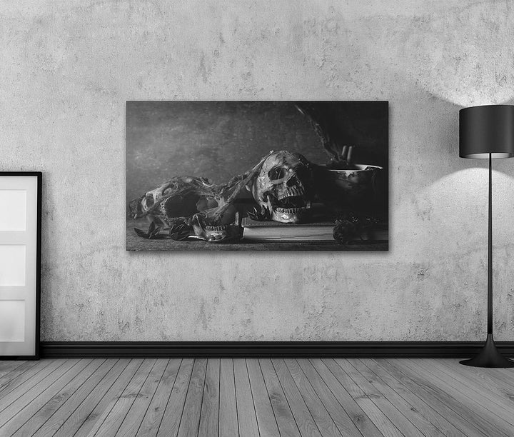 islandburner Bild auf Leinwand Totenkopf Stillleben Fotografie Schwarz Weiss Bilder Wandbilder Poste