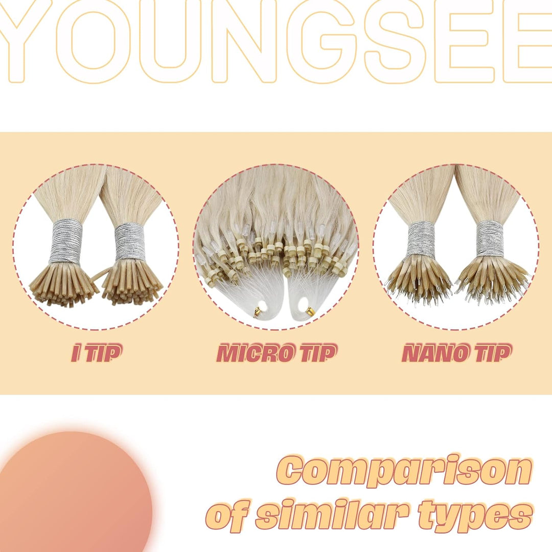 YoungSee Microring Extensions Echthaar Blond Microring Hair Extensions Lang Micro Ring Hair Extensio