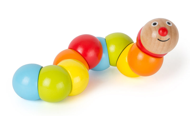 Small Foot 10644 Motorikspielzeug Raupen-Form, Bunte, Drehbare Glieder zum Verdrehen, Schult Die Fei