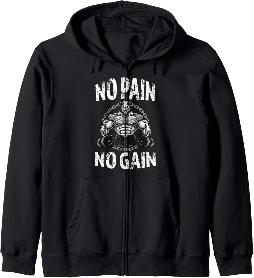 Workout Fitnessstudio strong Devil Teufel No Pain No Gain Kapuzenjacke