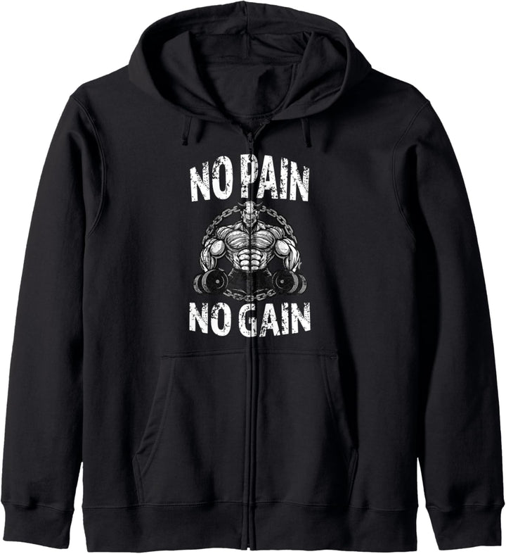 Workout Fitnessstudio strong Devil Teufel No Pain No Gain Kapuzenjacke