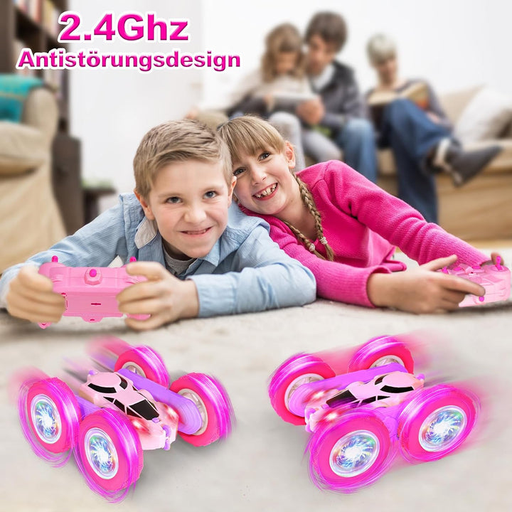 MidiVix Ferngesteuertes Auto, 2.4Ghz Doppelseitig 360° drehbarer RC Crawler mit Scheinwerfern Radlic