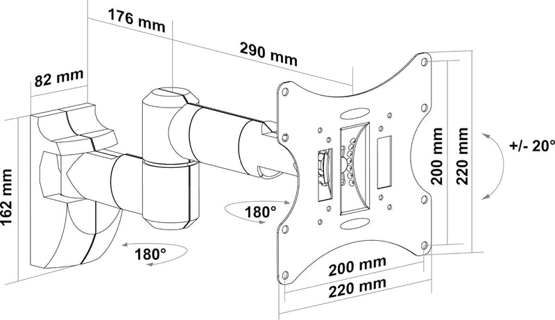 SCHWAIGER LWH050 011 TV-Wandhalterung für Flachbildschirme mit 58-107 cm (23-42 Zoll), Halterung für