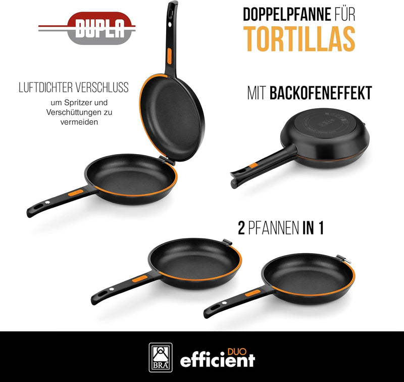 BRA Efficient Duo - Omelettpfanne 26 Cm, Aluminiumguss, Platinum Plus Antihaft Pfoa-Frei, Für Alle H