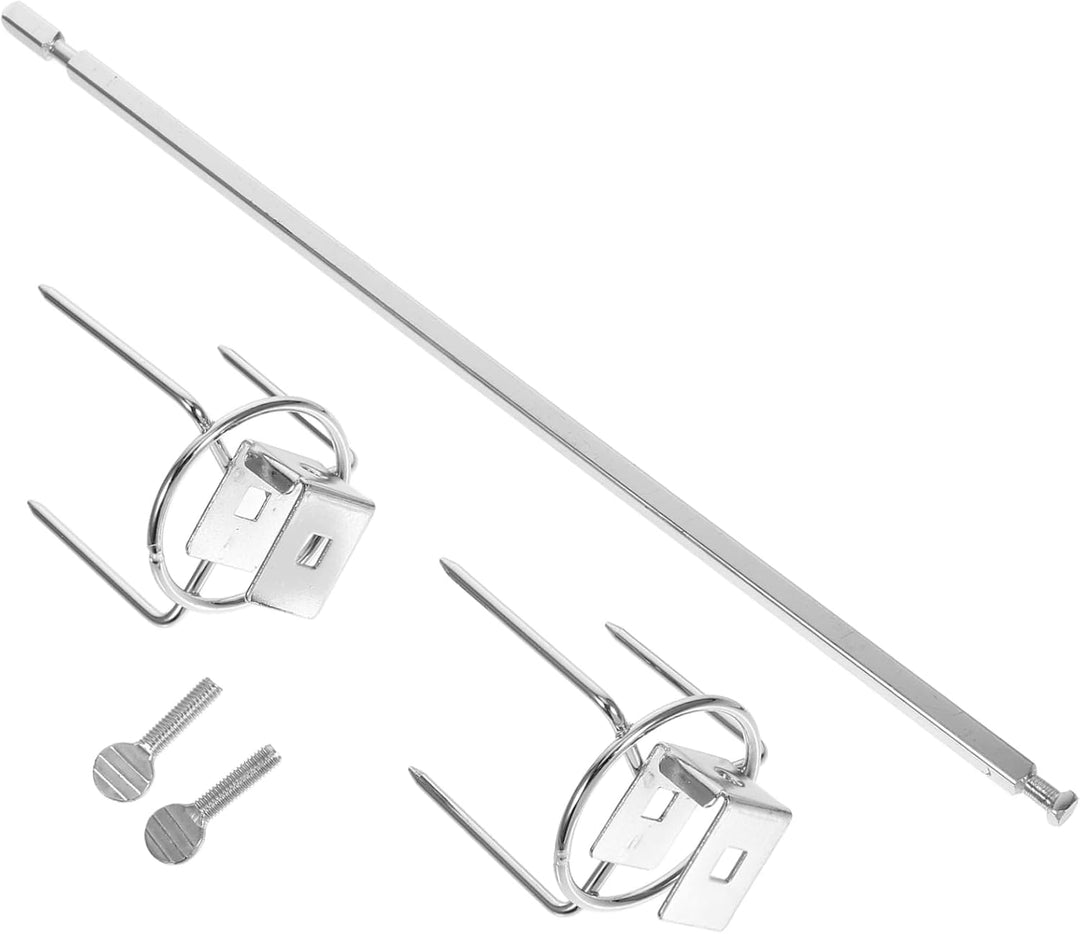 ANDRESLAD 1Satz Edelstahl Drehspiess Set für Grill und BBQ Rotisserie für Hähnchen Fisch und Fleisch
