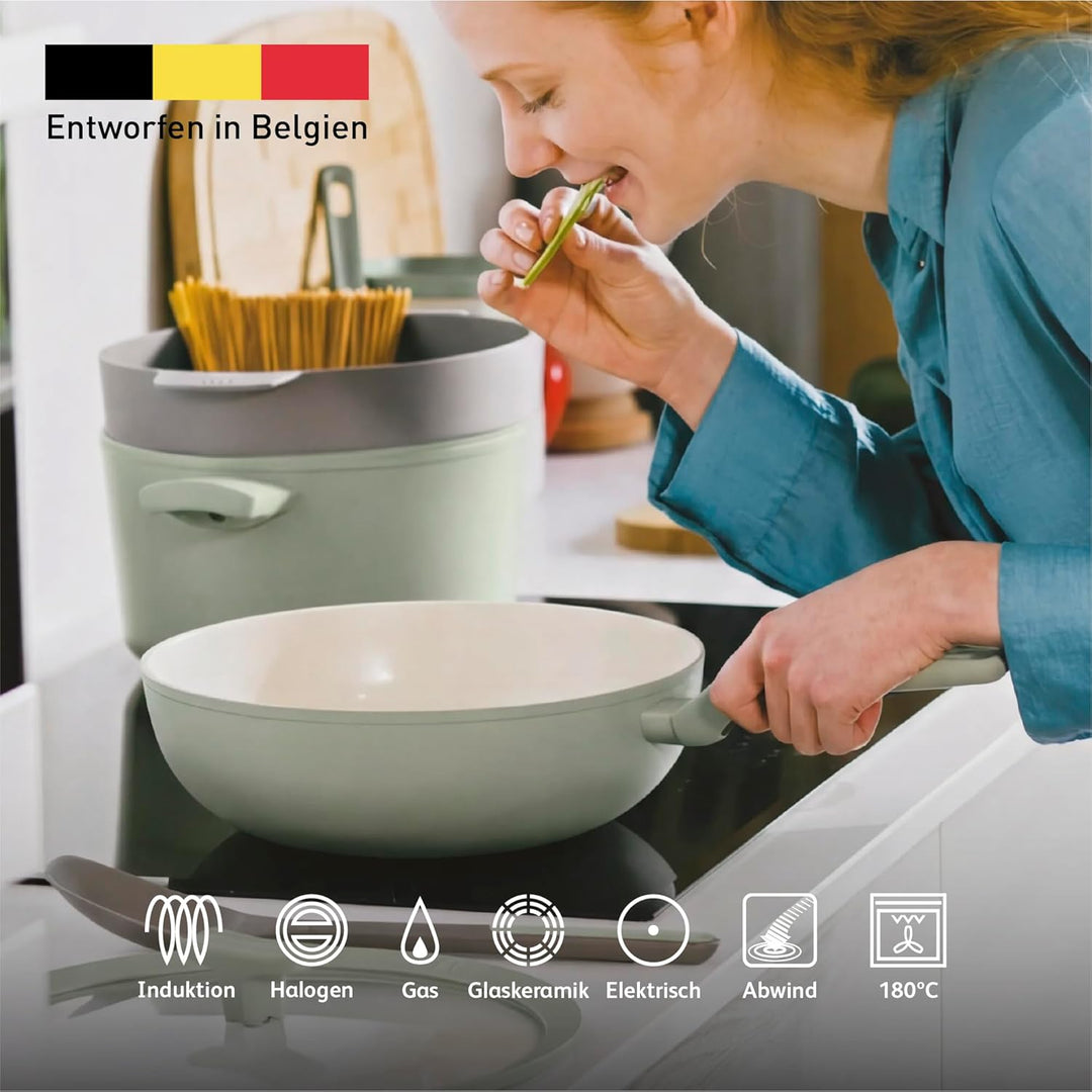 Berghoff Leo Balance Wok Pfanne (28cm) - Wok mit Deckel - Antihaft Wokpfanne - für alle Herdarten -