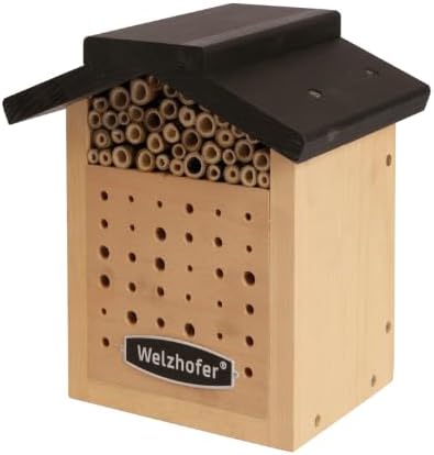 Welzhofer Wildbienenkasten Janine, Bienenhotel mit Brutröhen mit 10cm Tiefe - mehr Platz für die Eia