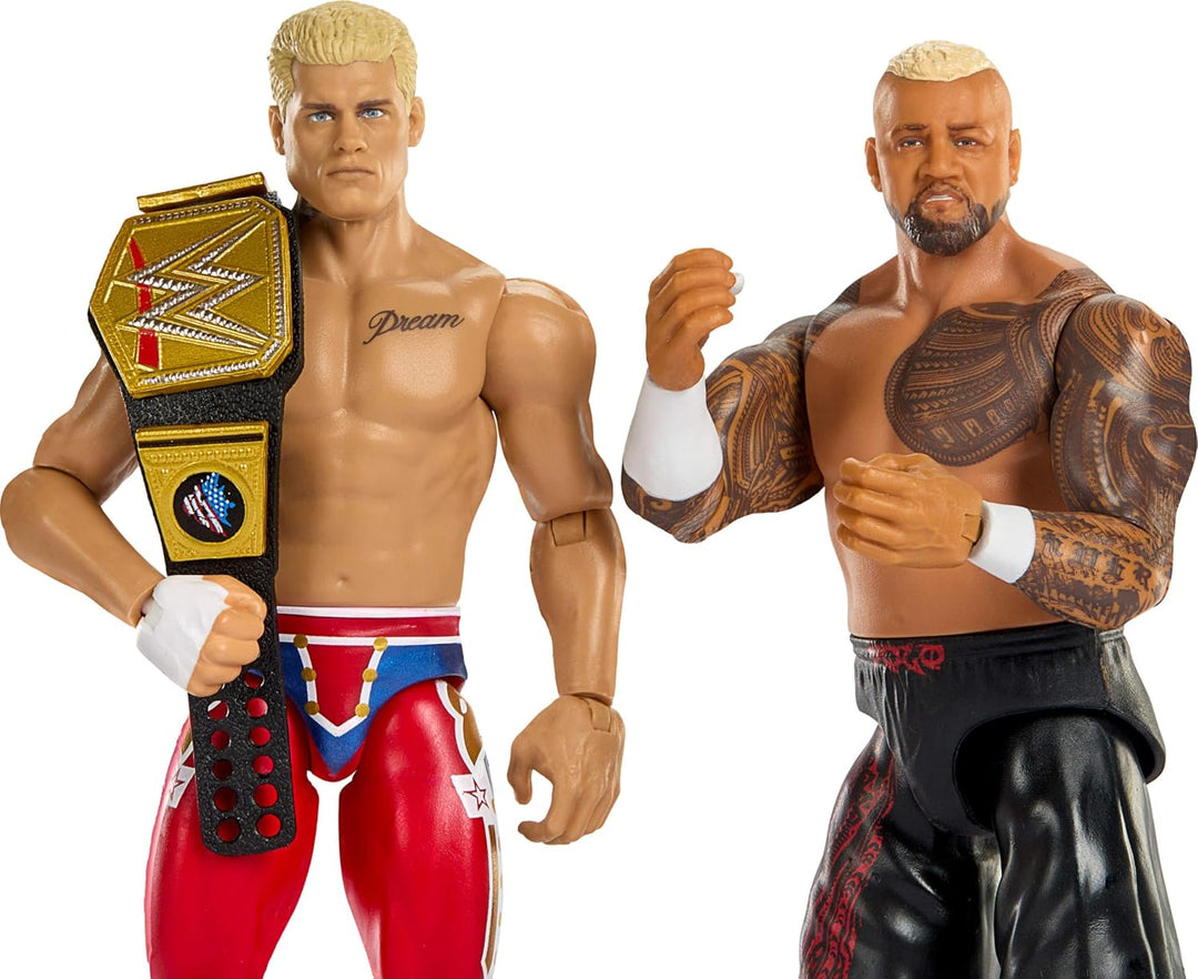 Mattel WWE Hauptkampf Showdown Actionfiguren im 2er-Pack mit Zubehör, Serie #24 Cody Rhodes gegen So