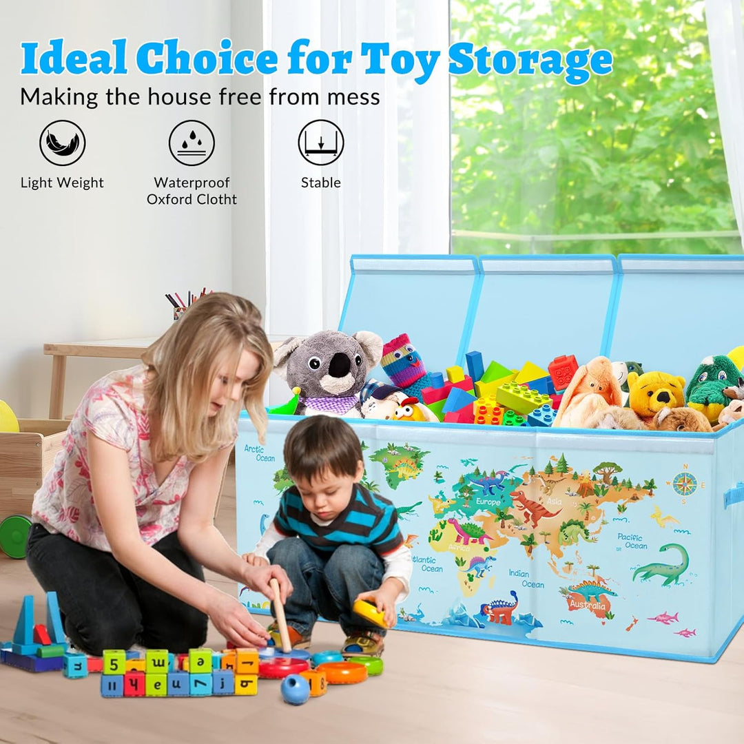 Extra Gross Aufbewahrungsbox mit Deckel Kinder, Zusammenklappbare Oxford-Spielzeugkiste mit Griff fü