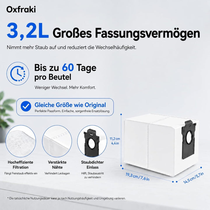 10 Stück Staubbeutel für Mova E30 Ultra/ P50 Pro Ultra/ V50 Ultra Staubsauger, Dreame L10s Serie, L2