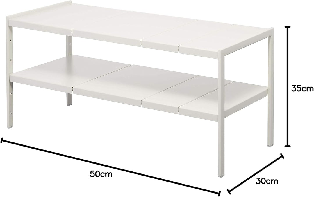 Yamazaki 4948 TOWER Ausziehbarer Organizer mit 2 Ebenen, weiss, Stahl, Minimalistisches Design