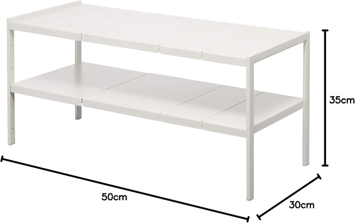 Yamazaki 4948 TOWER Ausziehbarer Organizer mit 2 Ebenen, weiss, Stahl, Minimalistisches Design