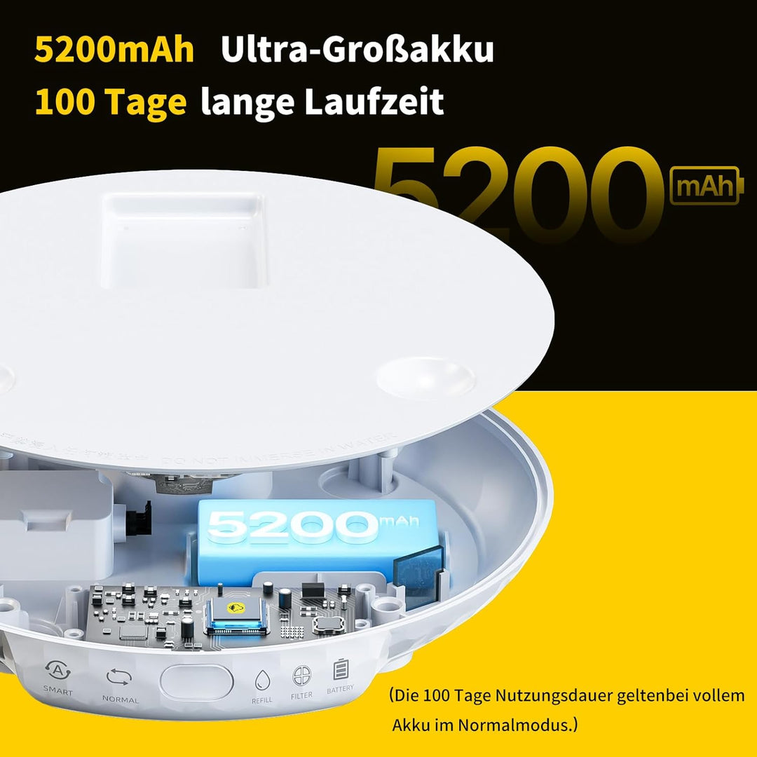 1.8L Kabellose Katzenbrunnen mit 5200mAh Akku, kabelloser Haustierbrunnen mit extrem leiser Pumpe, 2