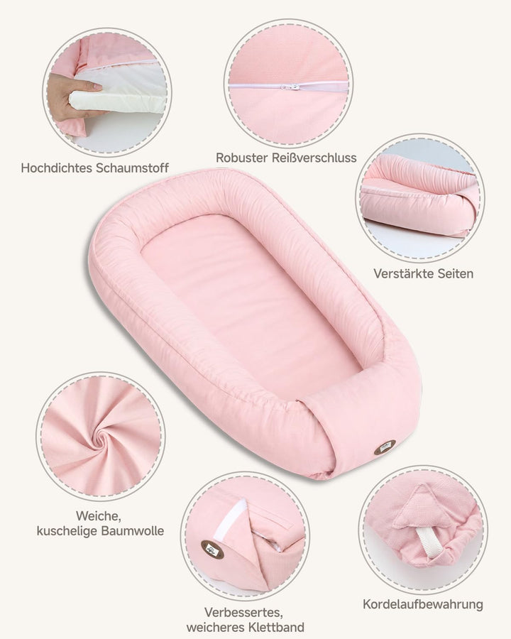 Babynest Neugeborene 95x56cm,Vollständig Abnehmbar Nestchen Baby,0-6 Monate | Babynestchen Neugebore