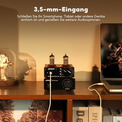 AIYIMA T3 Röhren HiFi MM Phono Vorverstärker für Plattenspieler-Vorverstärker mit Gain-Stereo-Audio