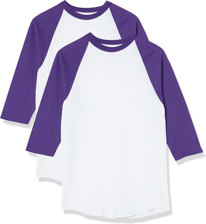 SOFFE Damen Baseball T-Shirt M Weiss/Violett (2er-pack), M Weiss/Violett (2er-pack)