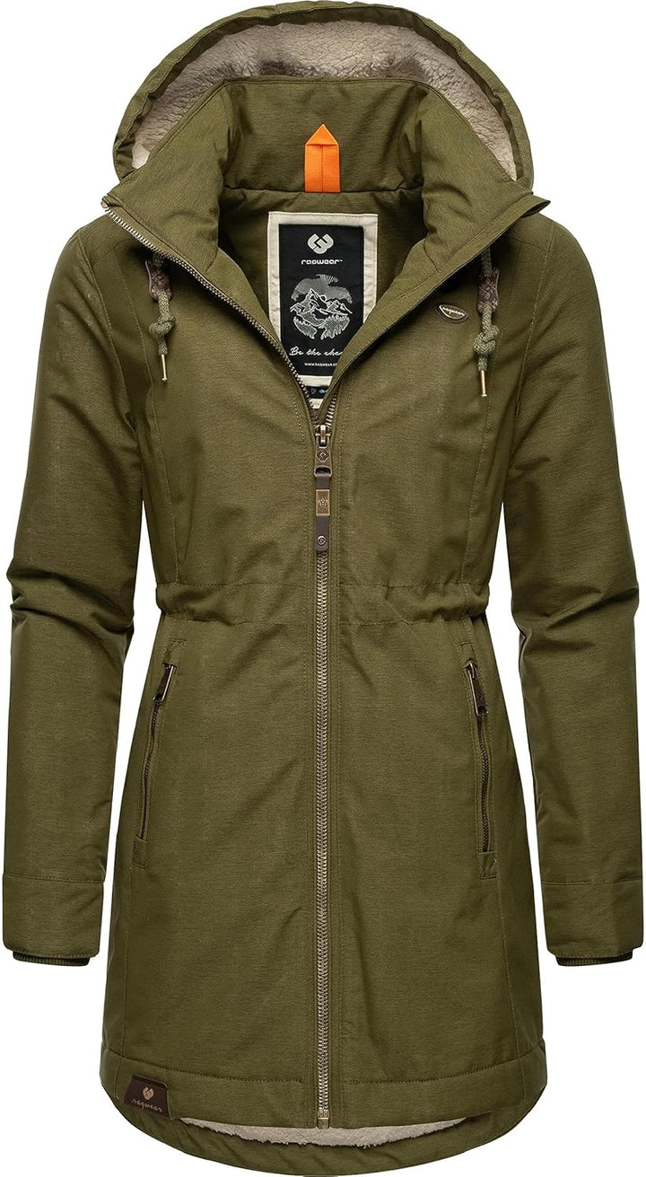Ragwear Damen Wintermantel Warmer Parka lang wasserdicht mit Abnehmbarer Kapuze Dakkota XS-6XL M Lig