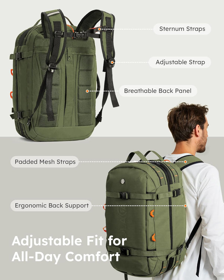 Tolaccea Reiserucksack, Handgepäck Rucksack Flugzeug, TSA-Freundlicher Laptop Rucksack 15,6 Zoll, Er