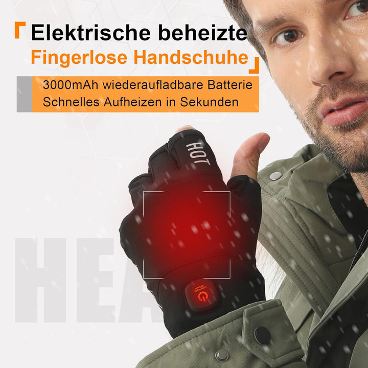 uncn Beheizte Handschuhe Fingerlos für Frauen Mann Arbeit Touchscreen Handschuhe für Winter Kaltes W