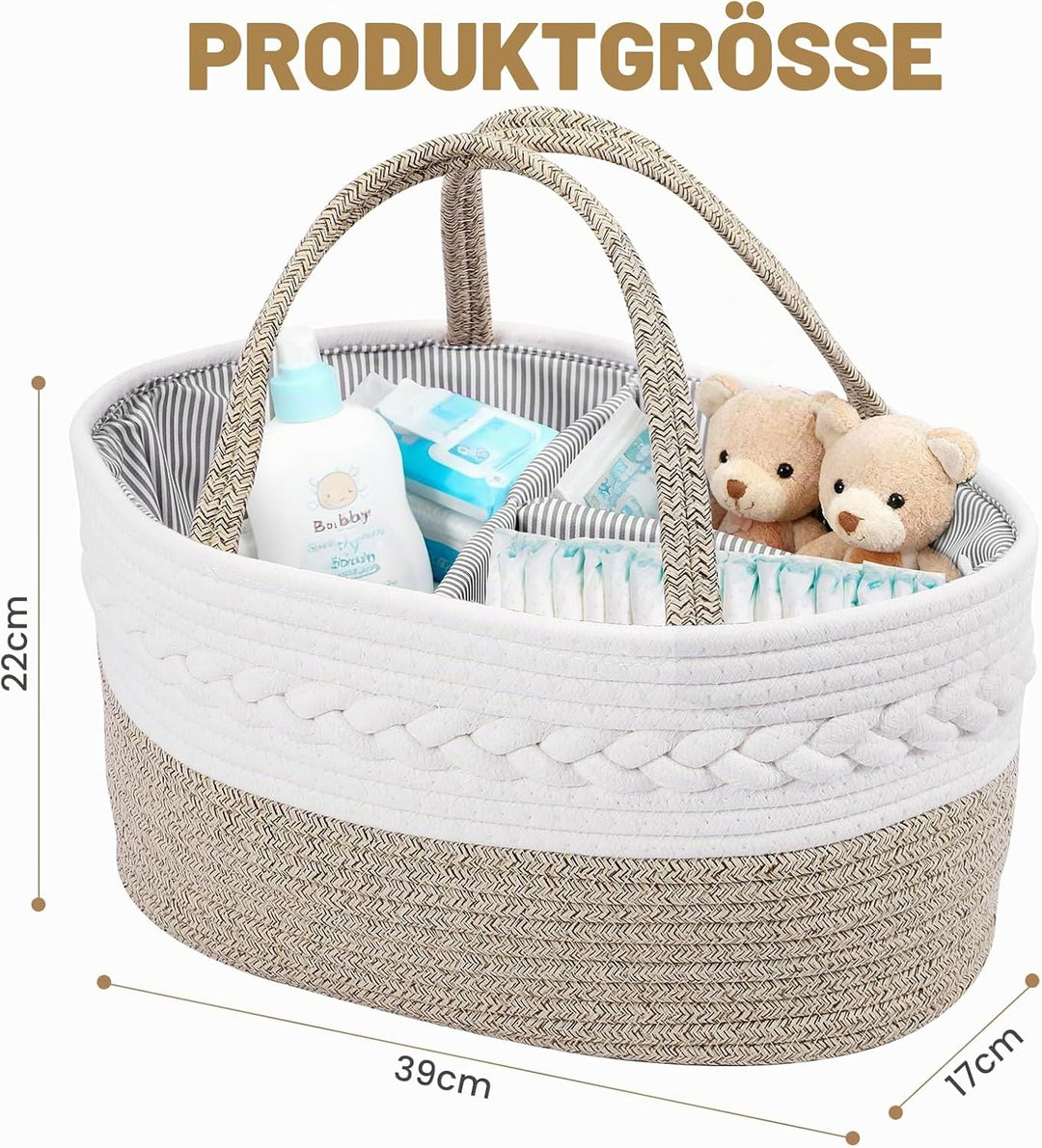 Zorplex Baby Windel Caddy Organizer, Wickeltisch Aufbewahrungskorb mit grossen Fächern und Griffen,