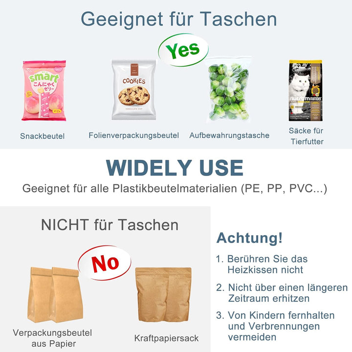 Ankilo Mini Folienschweissgerät, 2 in 1 Wiederafladbar Bag Sealer mit Cutter Versiegelungsmaschine,D