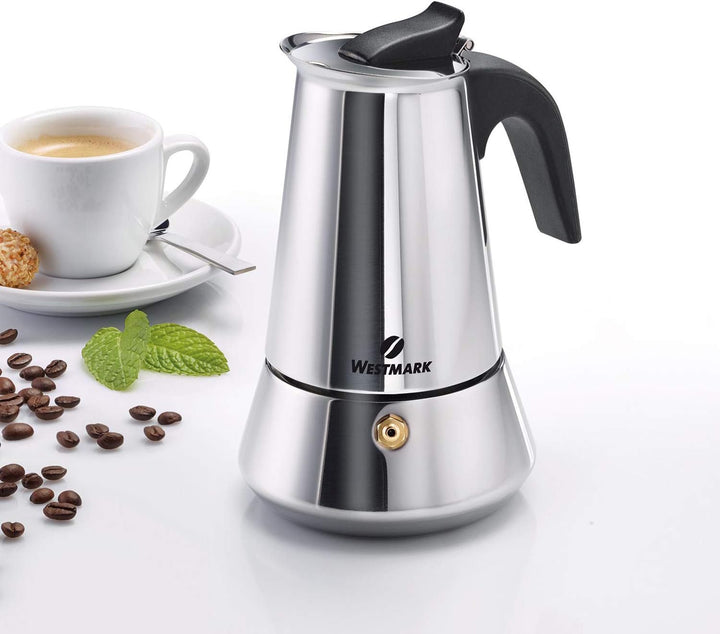Westmark Espressokocher, Für 4 Tassen Espresso, Induktionsgeeignet, Brasilia Plus, Rostfreier Edelst