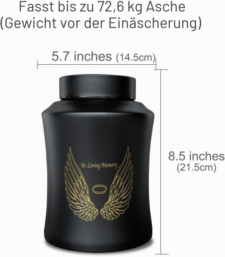 Bis zu 72,6 kg grosse Urnen für erwachsene menschliche Asche, Engelsflügel in liebevoller Erinnerung