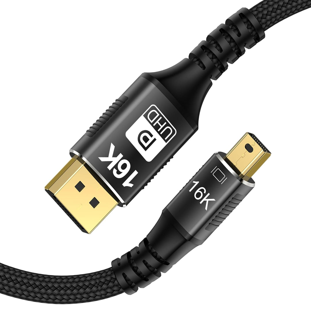 Mini DisplayPort zu DisplayPort 2.1 Kabel, DP 16K ,Bi-Direktionale Übertragung DisplayPort zu Mini D