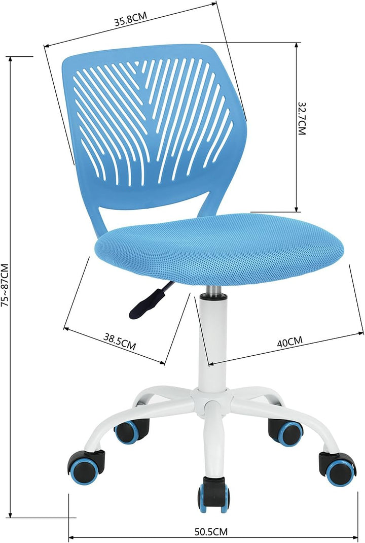 Homy Casa 2er Set Blaue Schreibtischstühle Verstellbarer Drehstuhl Bürostuhl Stoffsitz Ergonomischer
