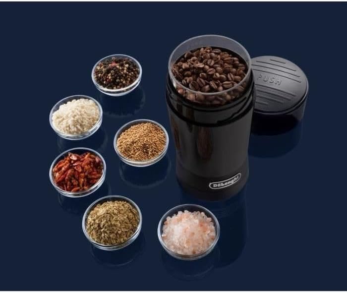 De'Longhi KG200 Elektrische Kaffeemühle mit Klinge, Edelstahl, Schwarz